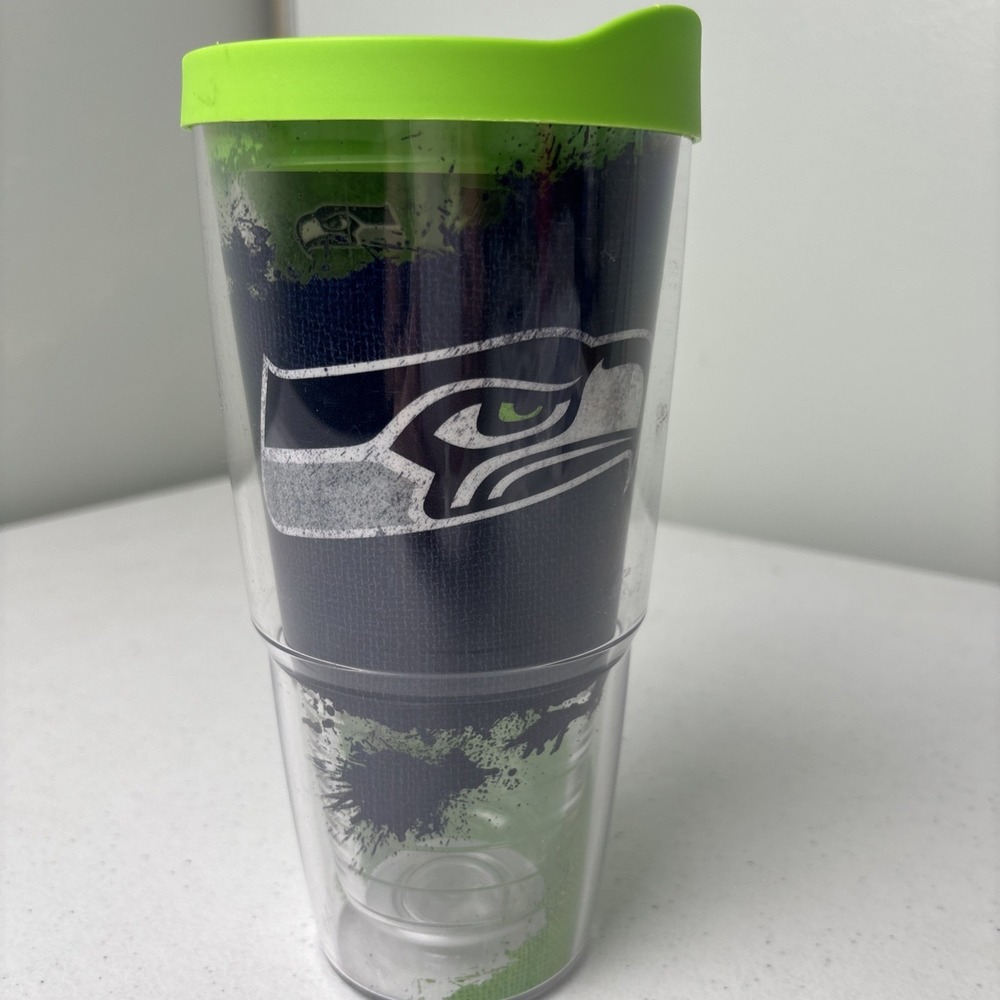 Tervis NFL Seattle Seahawks Colossal Wrap Tumbler with Neon Green Travel Lid NEW